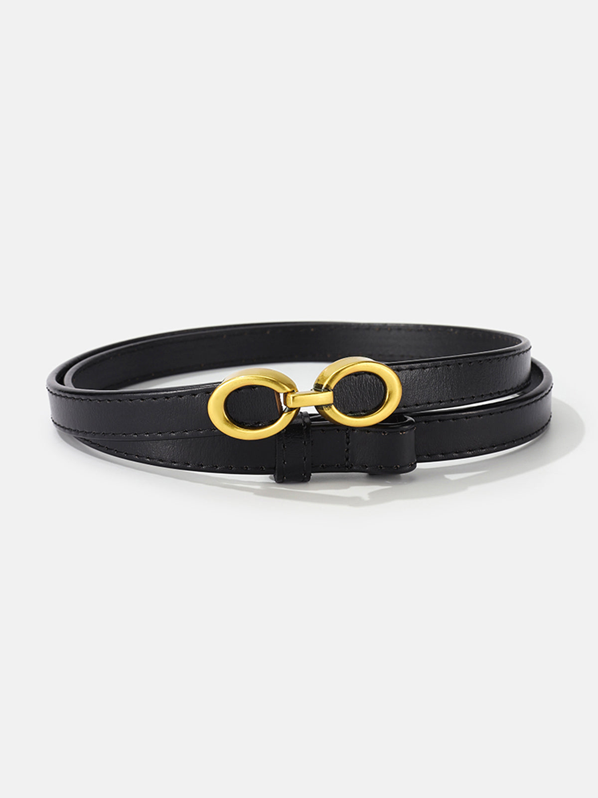 LuxeRing Belt - Elegant Leather Belt with Gold Ring Buckle for Women