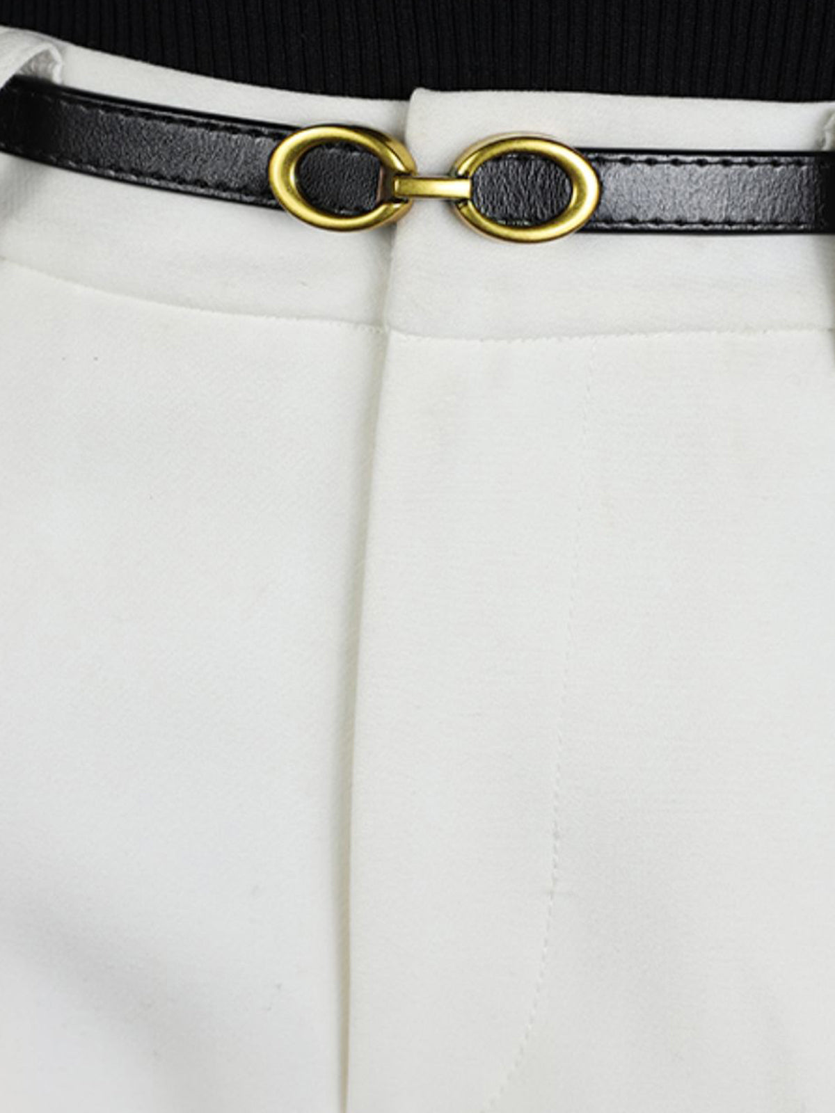 LuxeRing Belt - Elegant Leather Belt with Gold Ring Buckle for Women