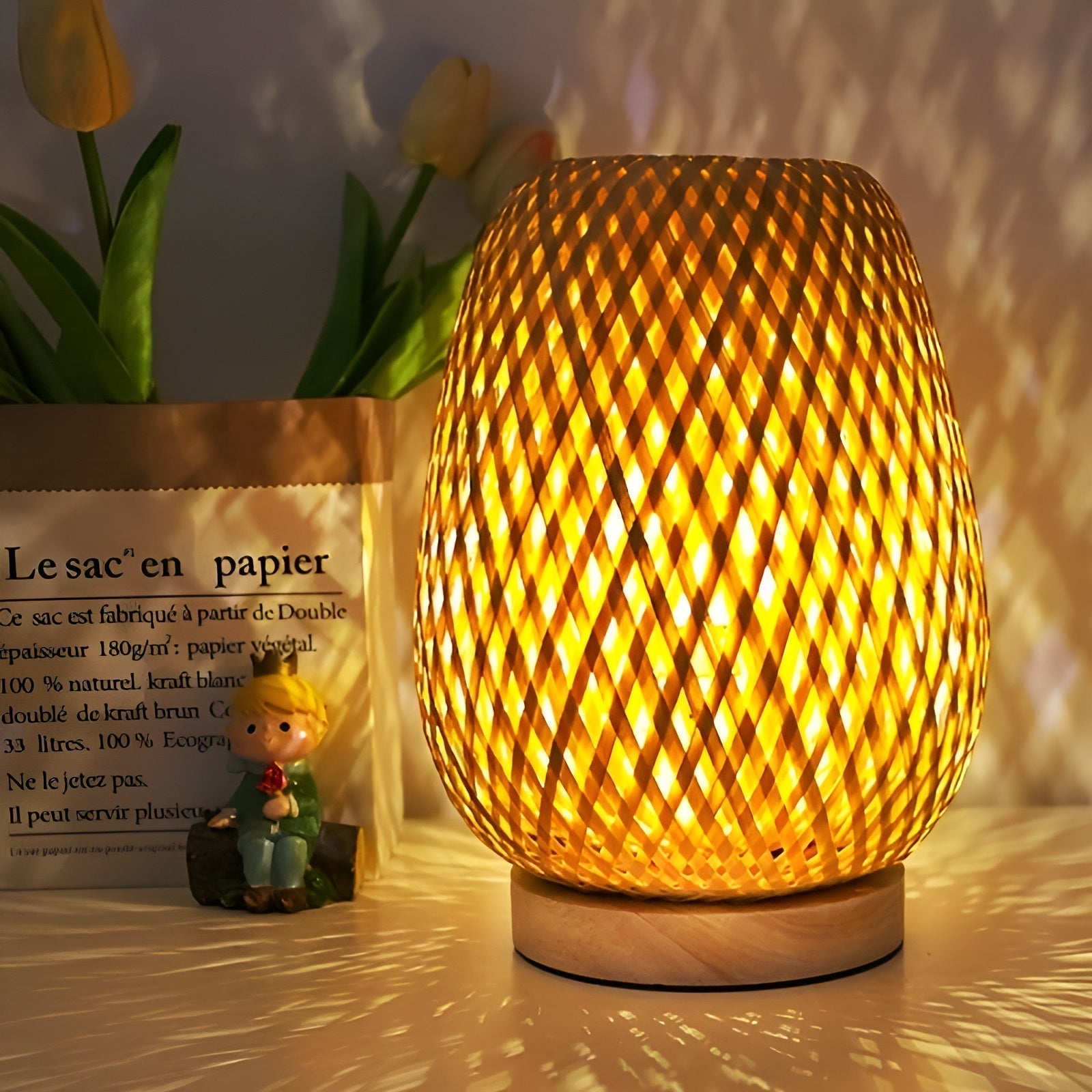 Bamboo Table Lamp - USB-Powered Eco Bedside Light