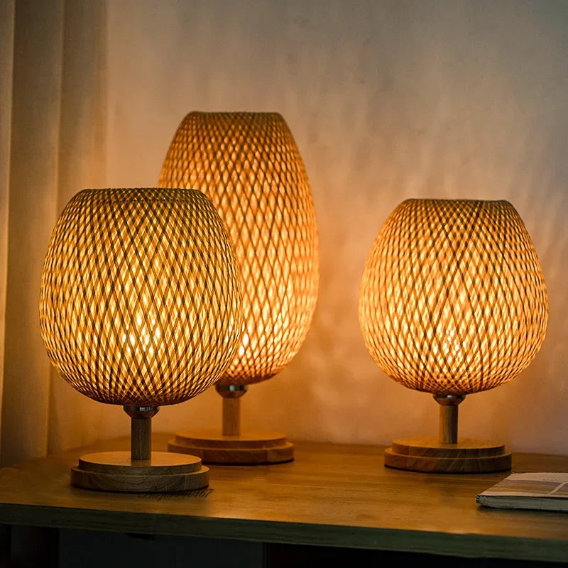 BambooCraft | Rustic Elegant Vintage Bamboo Bedside Table Lamp 3