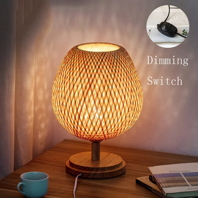 BambooCraft | Rustic Elegant Vintage Bamboo Bedside Table Lamp 8