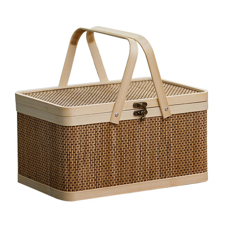 Bamboo Picnic Basket with Ergonomic Handles | Lightweight Design for Effortless Outdoor Dining 0