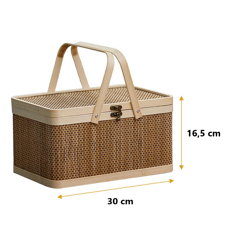 Bamboo Picnic Basket with Ergonomic Handles | Lightweight Design for Effortless Outdoor Dining 3