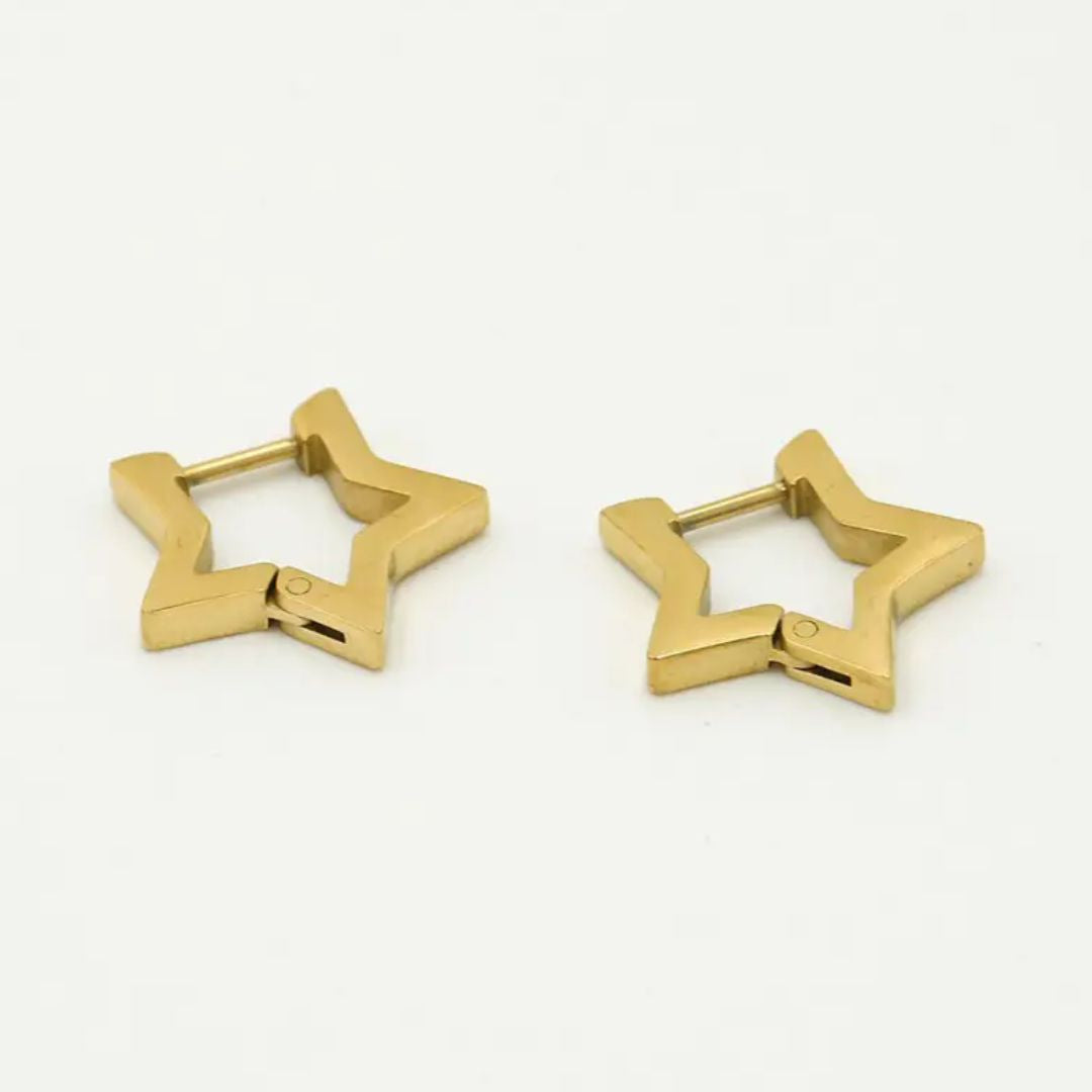 GoldenStar Earrings - Elegant Hypoallergenic Gold Star Hoops
