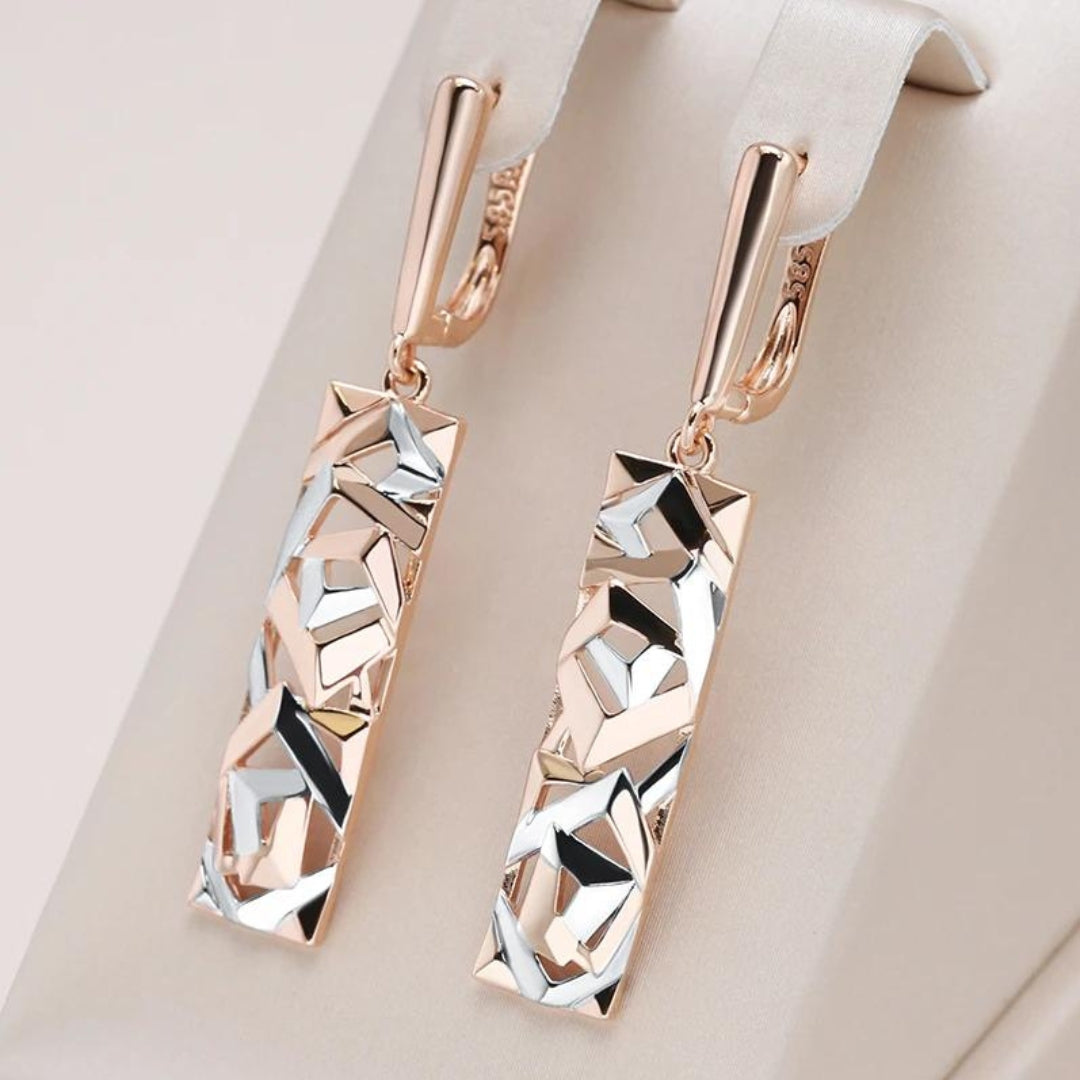 Elena - Rectangular Earrings in Luxe Gold and Silver for Women
