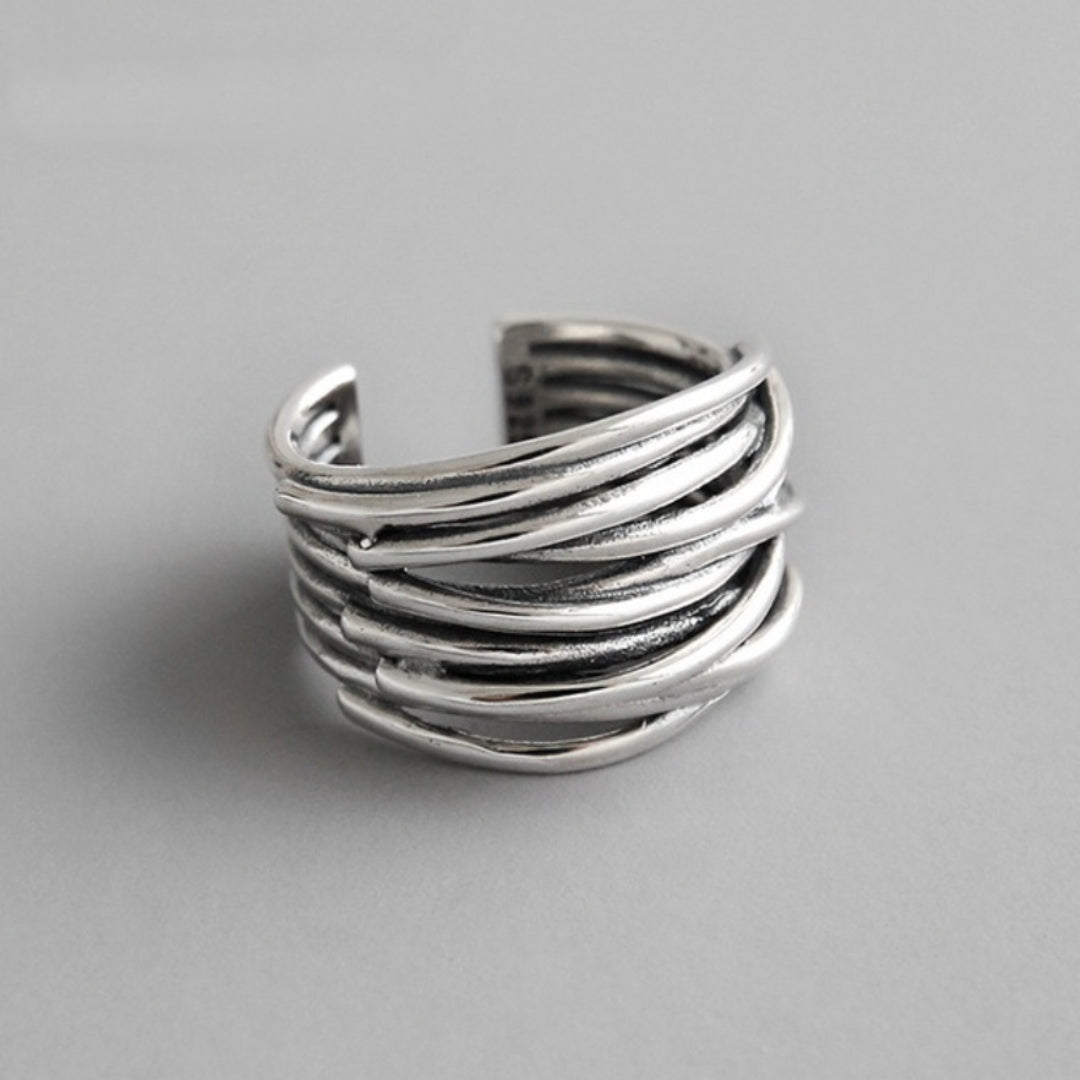 Liora - Adjustable Silver Stacking Ring for Women