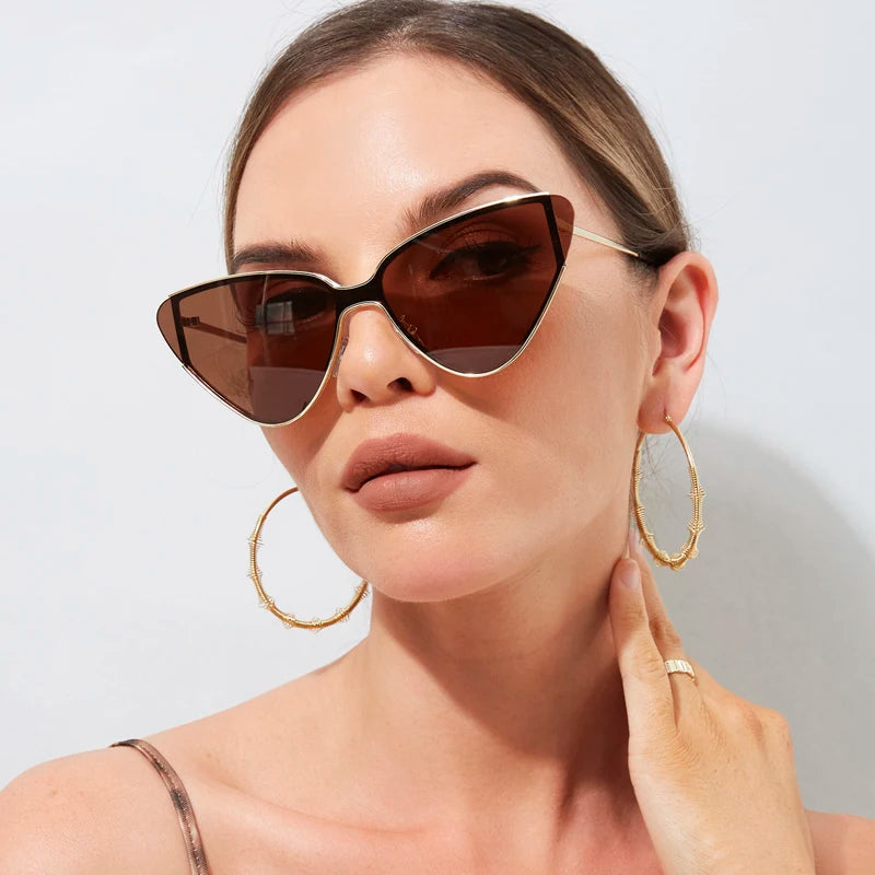 Cat-Eye Panthera Sunglasses - Stylish Metal Frames with Anti-Glare UV Protective Lenses 1