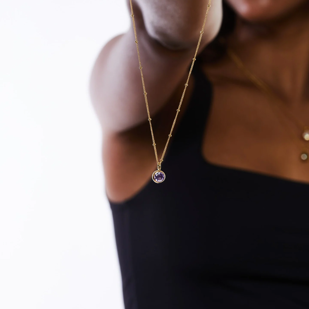 Aurora Birthstone Necklace - Personalised Waterproof Gemstone Pendant