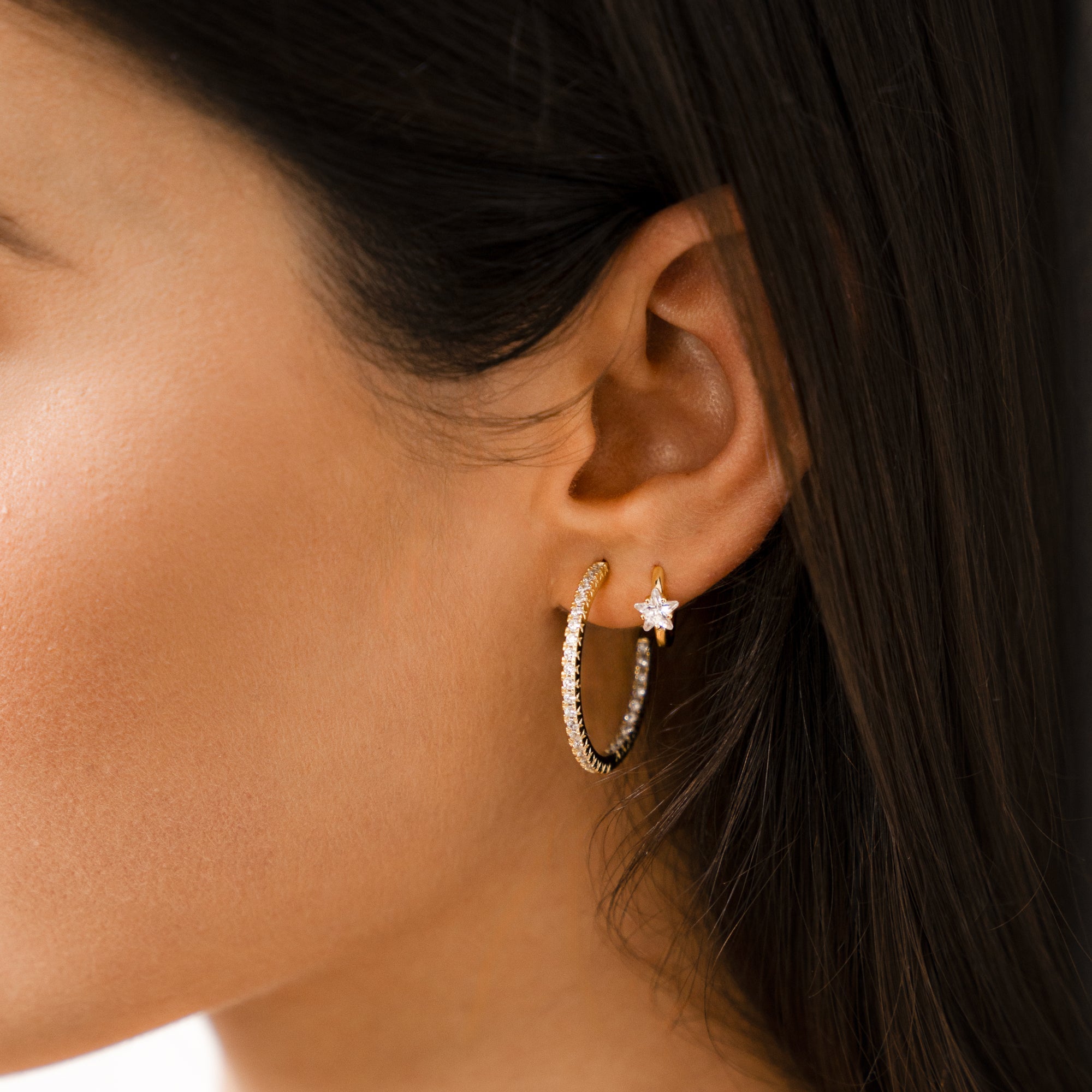Lunara - Star Zirconia Hoop Earrings for Women