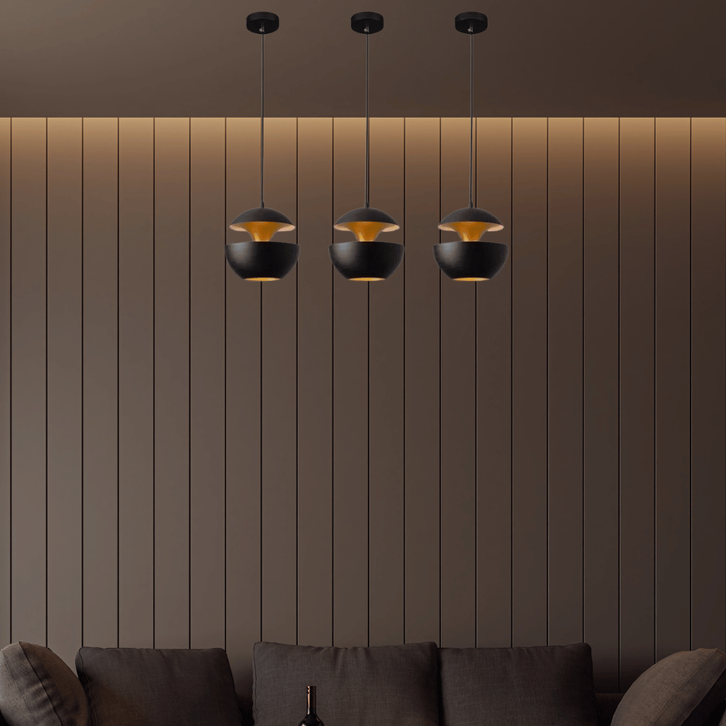 GoldGlow Pendant - Gold-Lined Dining Ceiling Lamp