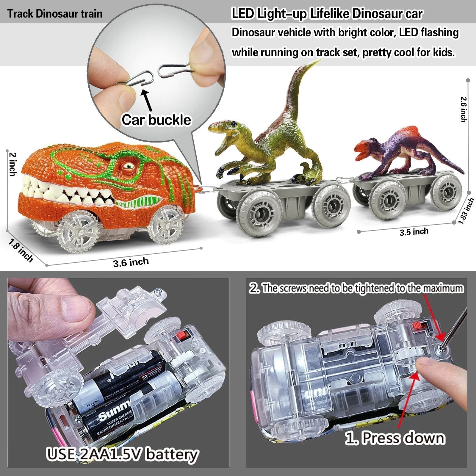 DinoExpress Train Set - Buildable Dinosaur Track Playset for Kids