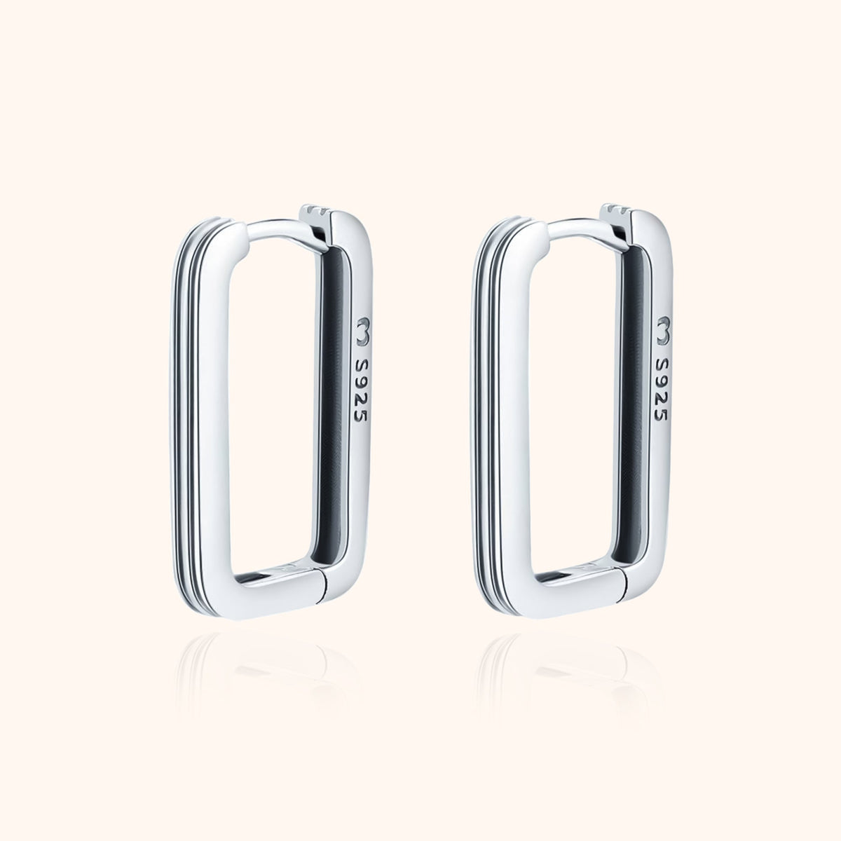 Isabelle Earrings - Rectangular Sterling Silver Clip-Ons