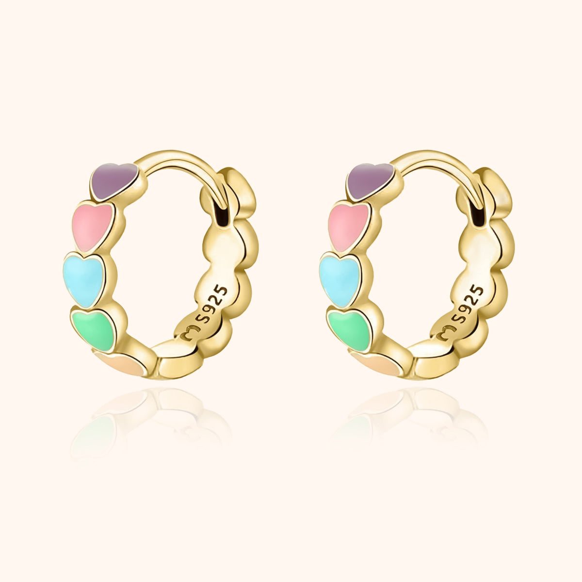 Celestina Rainbow Love Earrings - Colorful Sterling Silver Heart Studs