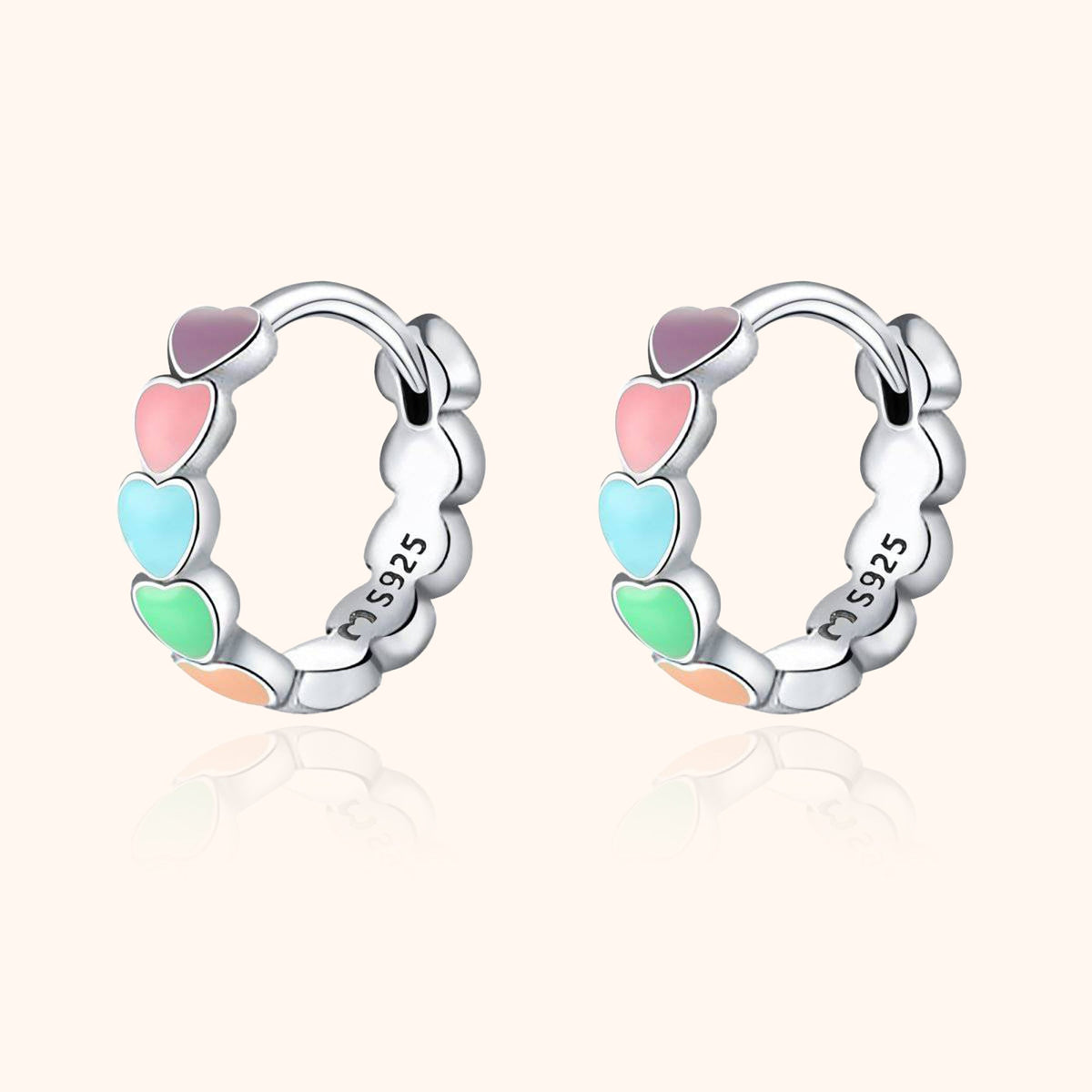 Celestina Rainbow Love Earrings - Colorful Sterling Silver Heart Studs