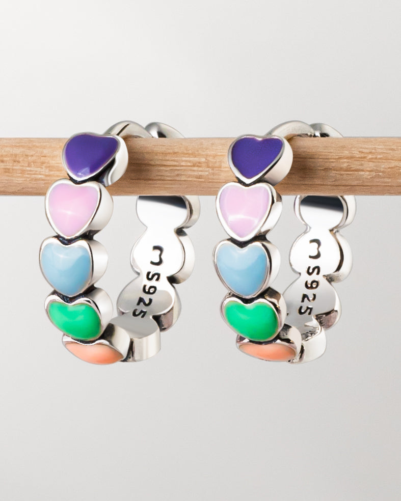 Celestina Rainbow Love Earrings - Colorful Sterling Silver Heart Studs