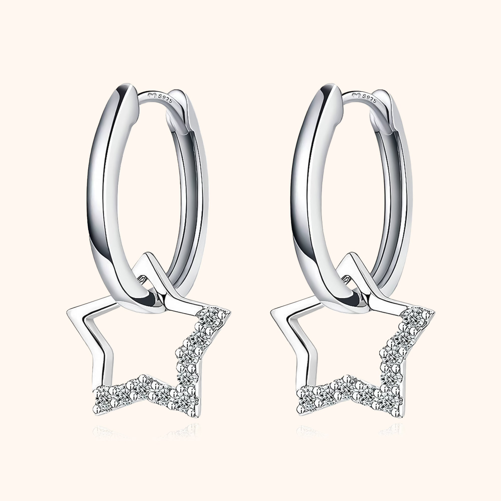 Noemi - Star Charm Earrings in Sterling Silver for Women