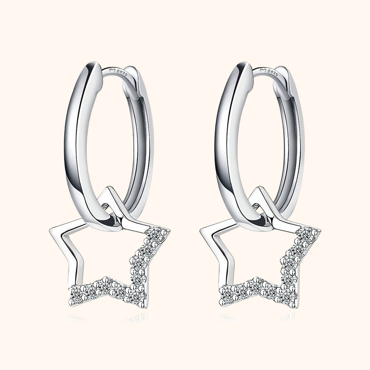 Noëmi Star Charm Earrings - Sparkling Zirconia Sterling Silver Hoops