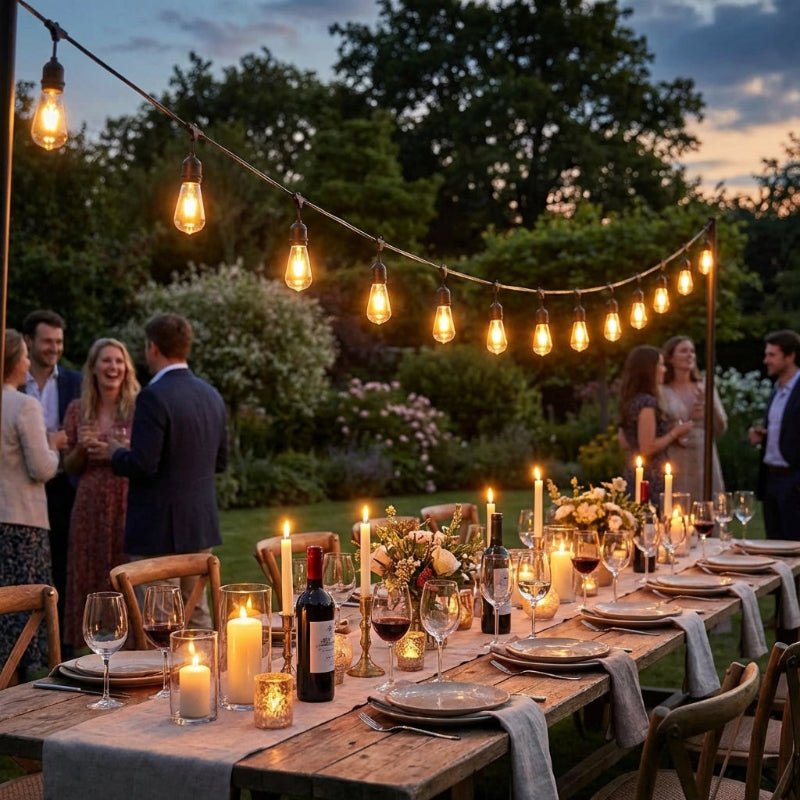 Edison Solar Light Garland | Vintage Outdoor String Lights with Dimmable Feature | Eco-Friendly Ambiance for Gardens 5