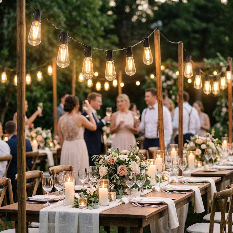 Edison Solar Light Garland | Vintage Outdoor String Lights with Dimmable Feature | Eco-Friendly Ambiance for Gardens 6