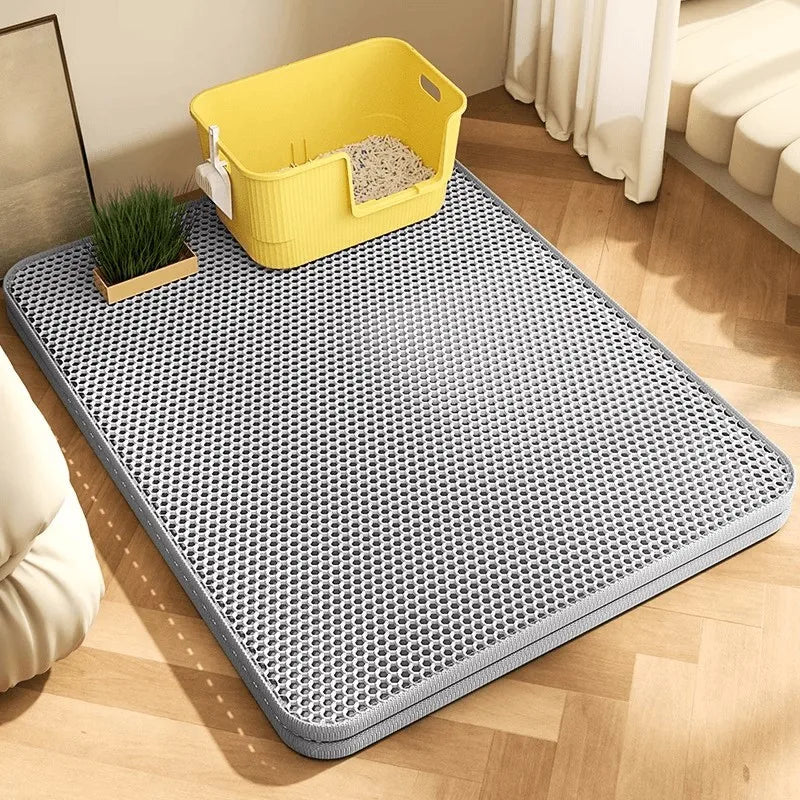 Elegant Cat Litter Mat | Double-Layer Design with Waterproof Base | Non-Slip Floor Protection for Clean Interiors 1