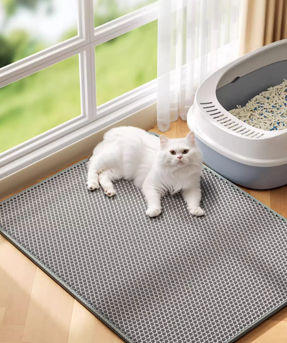 Elegant Cat Litter Mat | Double-Layer Design with Waterproof Base | Non-Slip Floor Protection for Clean Interiors 5