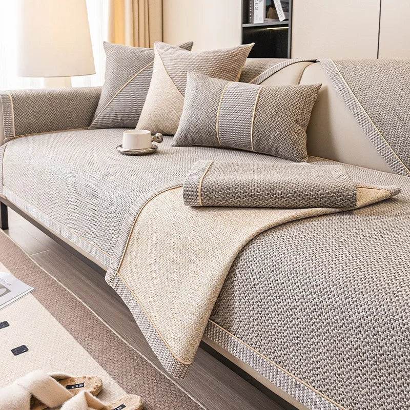 Elegant Cotton-Linen Sofa Cover with Non-Slip Design | Breathable Protection for Comfort and Style 1