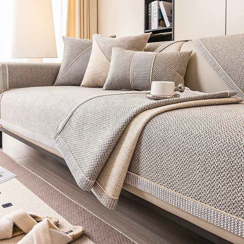 Elegant Cotton-Linen Sofa Cover with Non-Slip Design | Breathable Protection for Comfort and Style 2