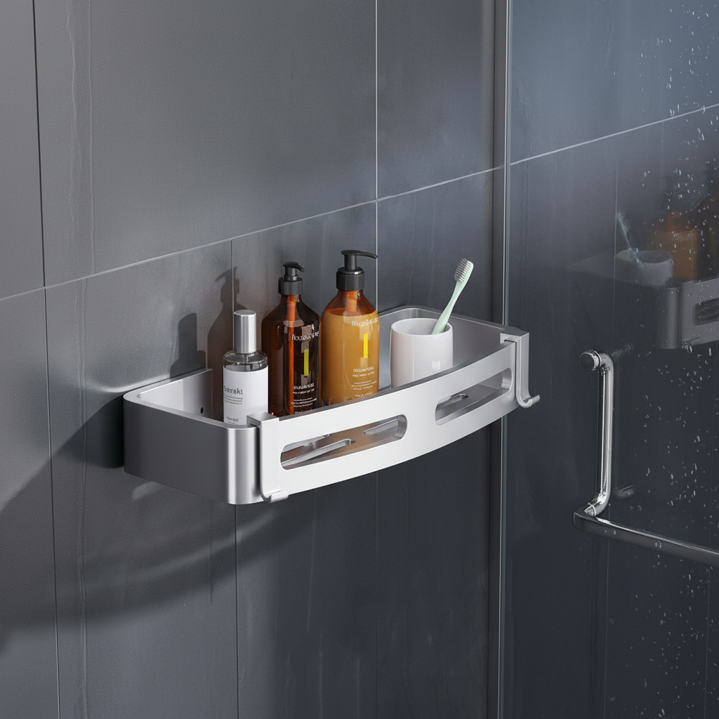 Elegant Stainless Steel Shower Shelf | Waterproof Shower Storage for Organized Bathrooms 0