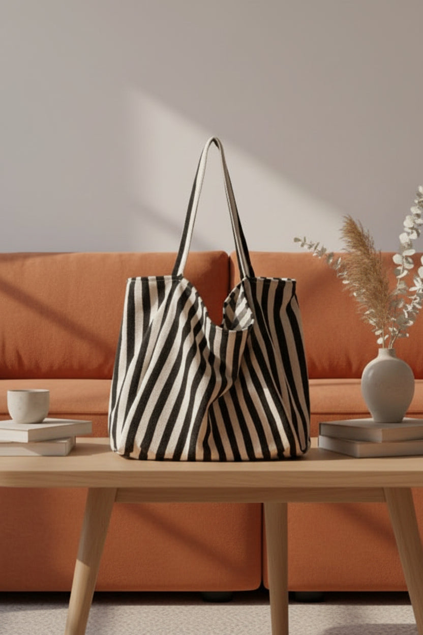 Elegant Striped Tote Bag with Comfortable Straps | Stylish Accessory for Everyday Use 1