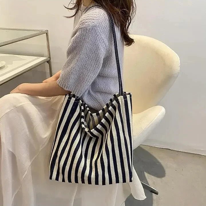 Elegant Striped Tote Bag with Comfortable Straps | Stylish Accessory for Everyday Use 2