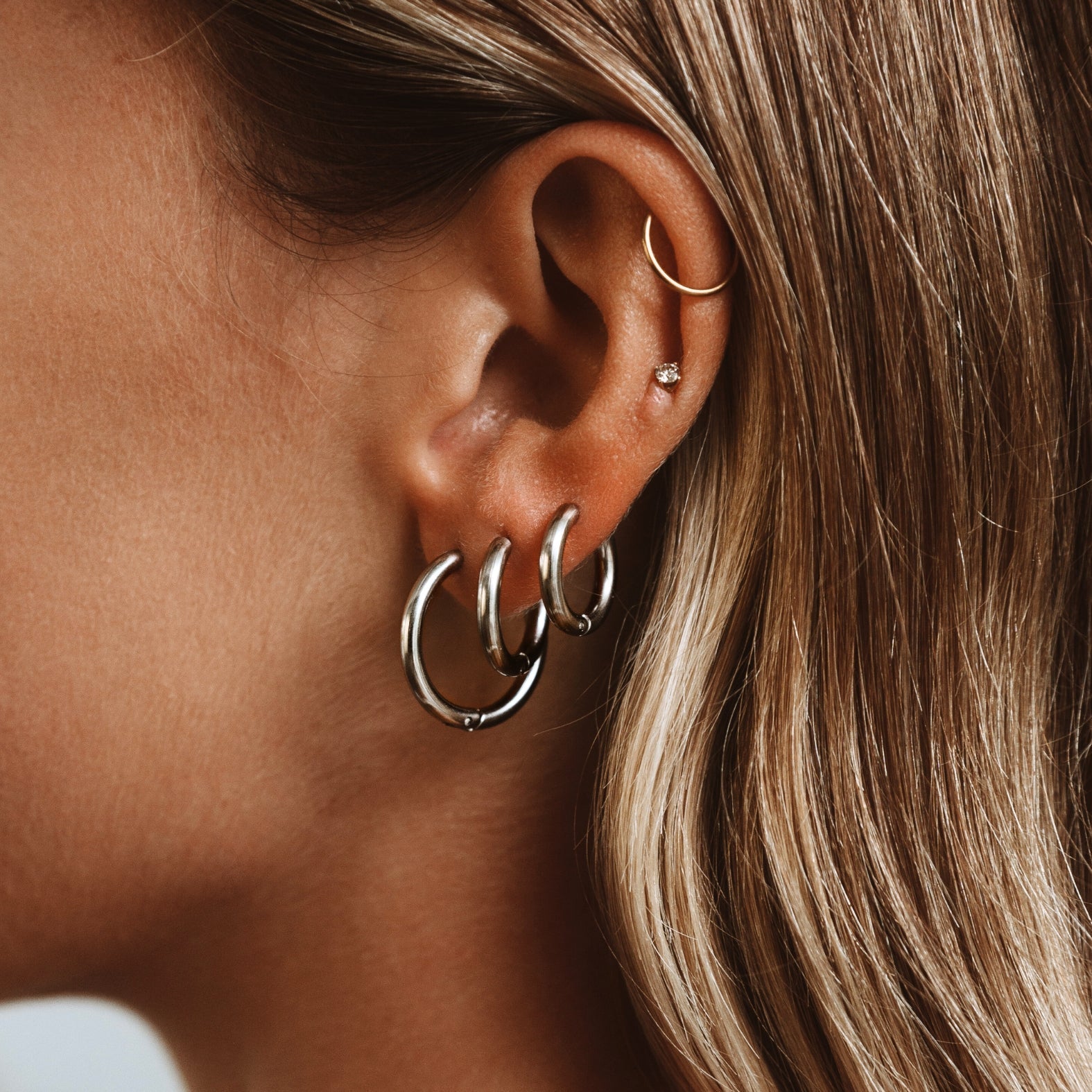 Celeste - Gold Plated Hoop Earrings in Three Sizes for Women