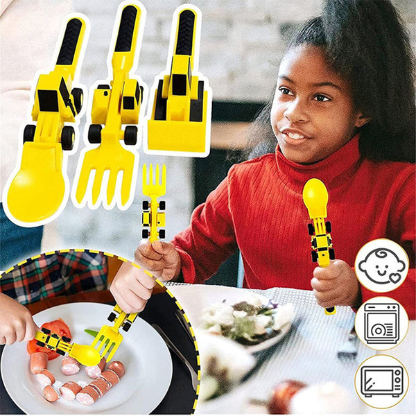 ConstructoFork Fun Bulldozer Kids Cutlery Set