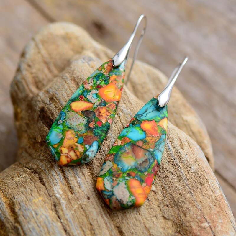 Vibrant Jasper Earrings - Colourful Sterling Silver