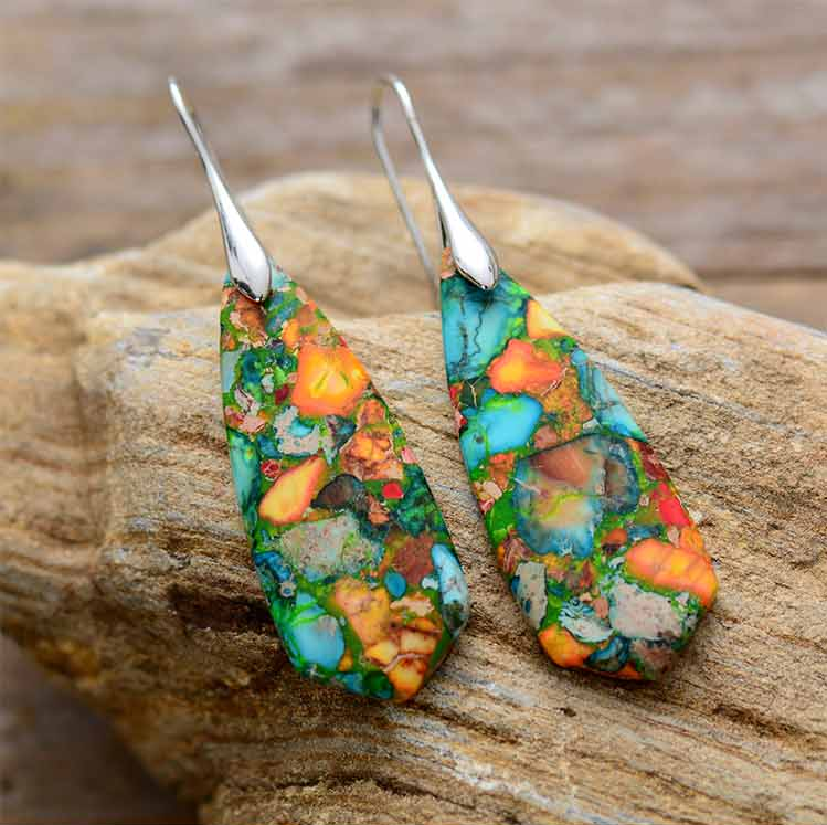 Vibrant Jasper Earrings - Colourful Sterling Silver