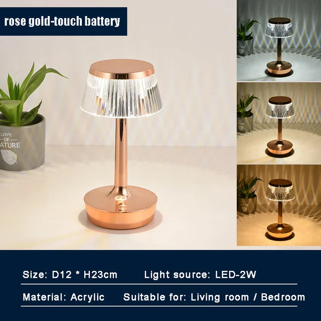 Crystal Cordless Table Lamp - Rechargeable Touch