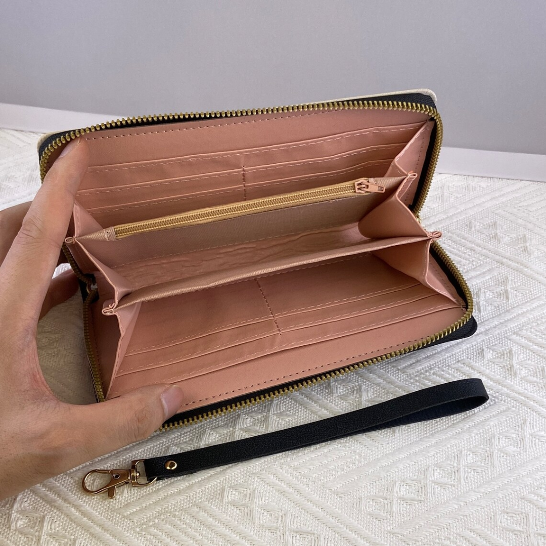 GeoChic Long Wallet - Stylish Geometric Zip Purse for Women
