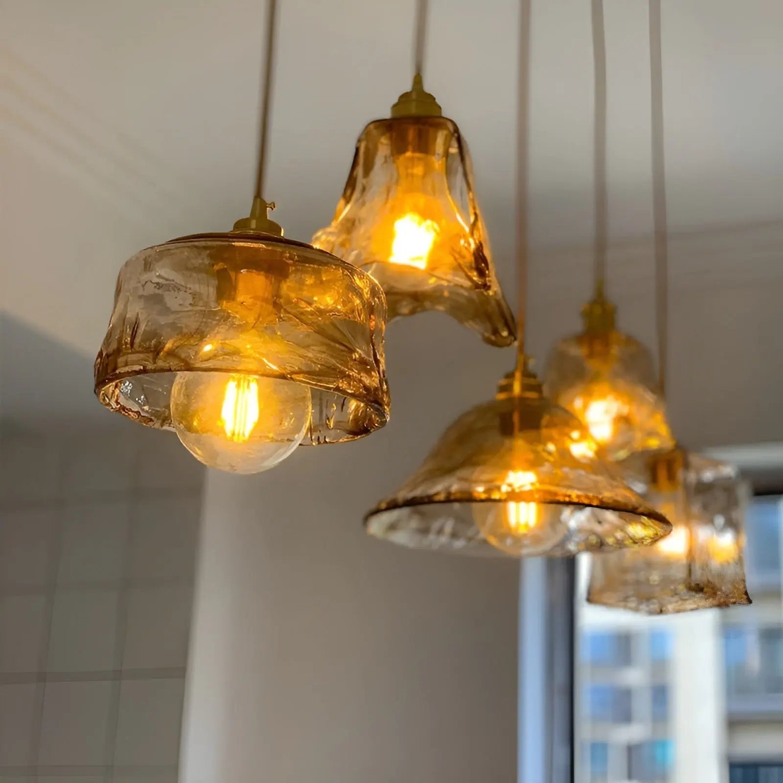 Amber Crystal Ceiling Lamp - Amber Glass Ceiling Light