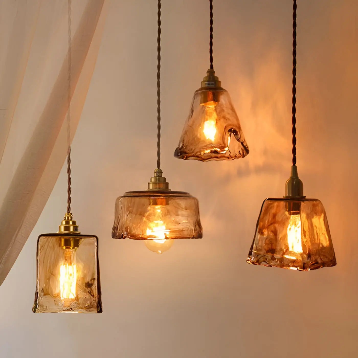 Amber Crystal Ceiling Lamp - Amber Glass Ceiling Light