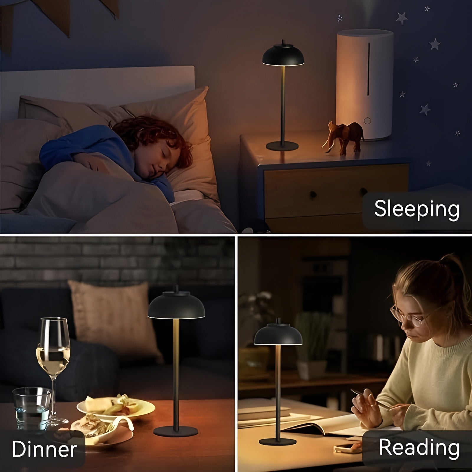 Rechargeable Table Lamp - Dimmable 3-Mode USB Light