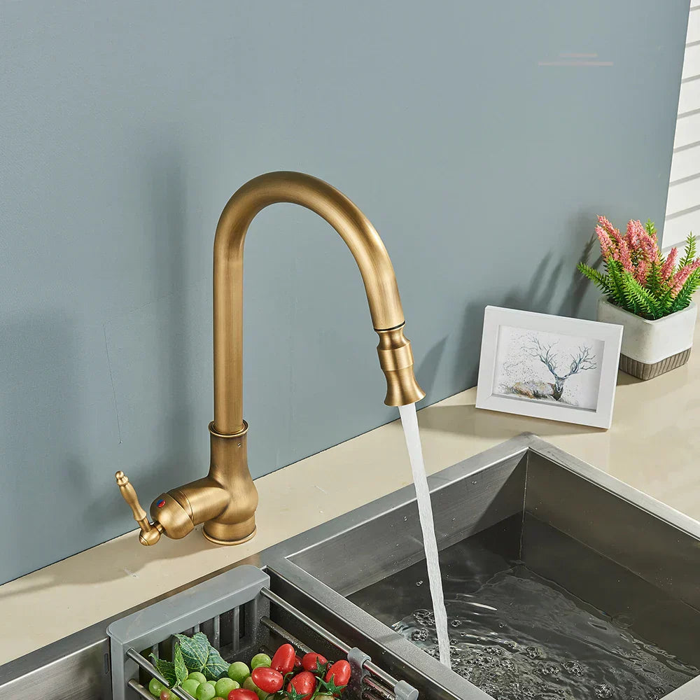 HeritageFlow - Antique Brass Kitchen Faucet