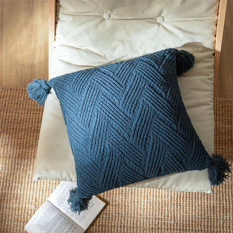 Nordic Pompom Cushion Cover - Chenille Pompom Trim