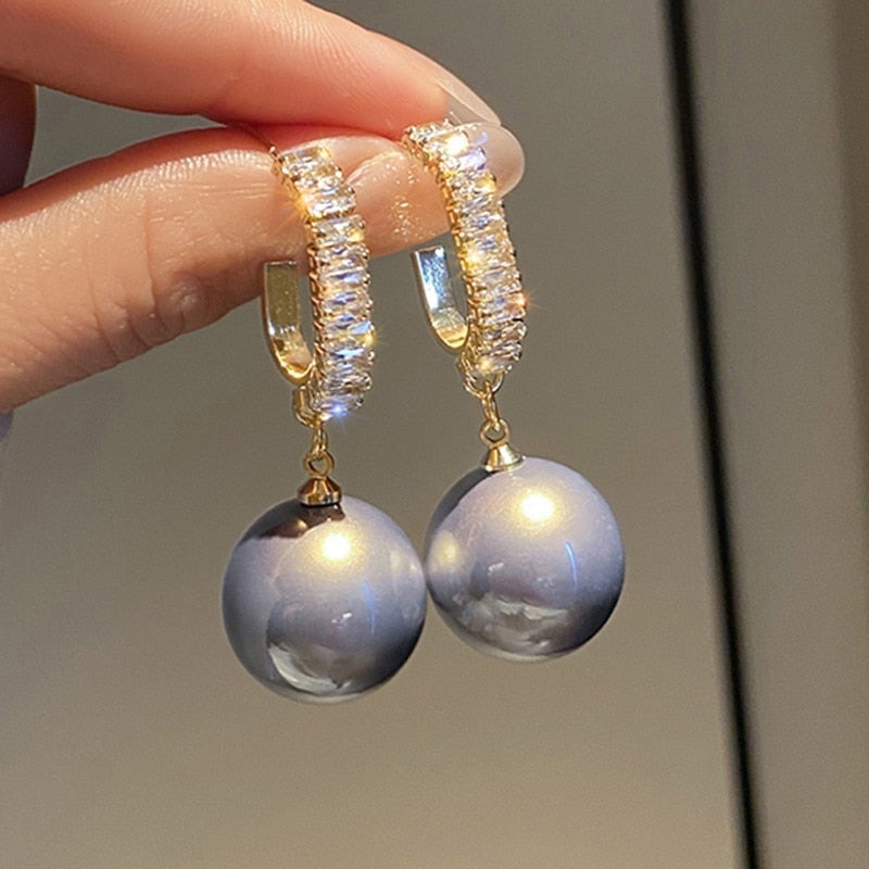 Delphine - Pearl Earrings with Sparkling Zirconia for Women