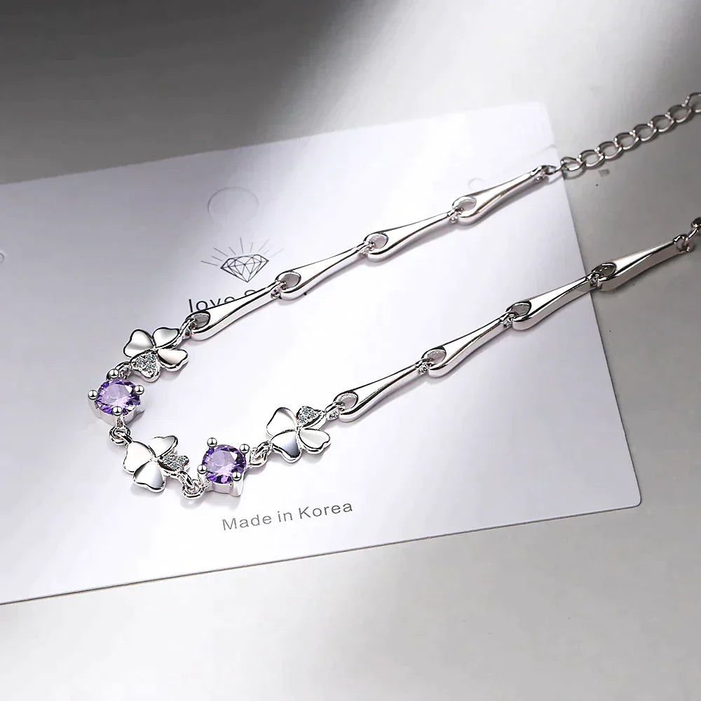 Lucky Clover - Four-Leaf Bracelet with Gemstones for Women