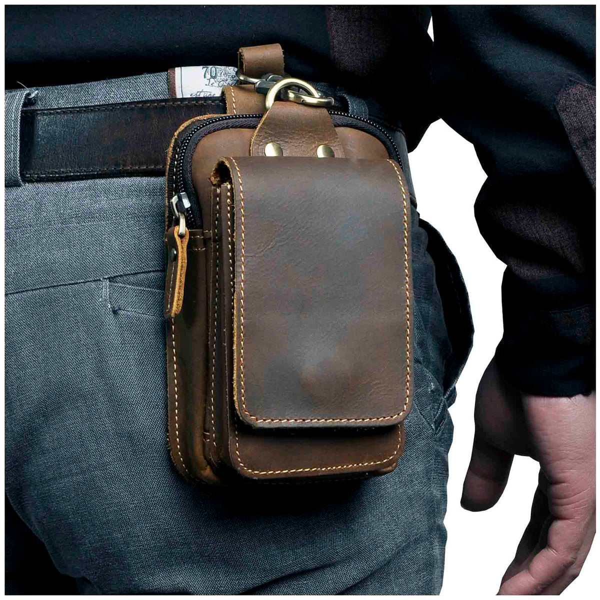 EliteGuard Leather Waist Bag - Genuine Leather Belt Bag for Men