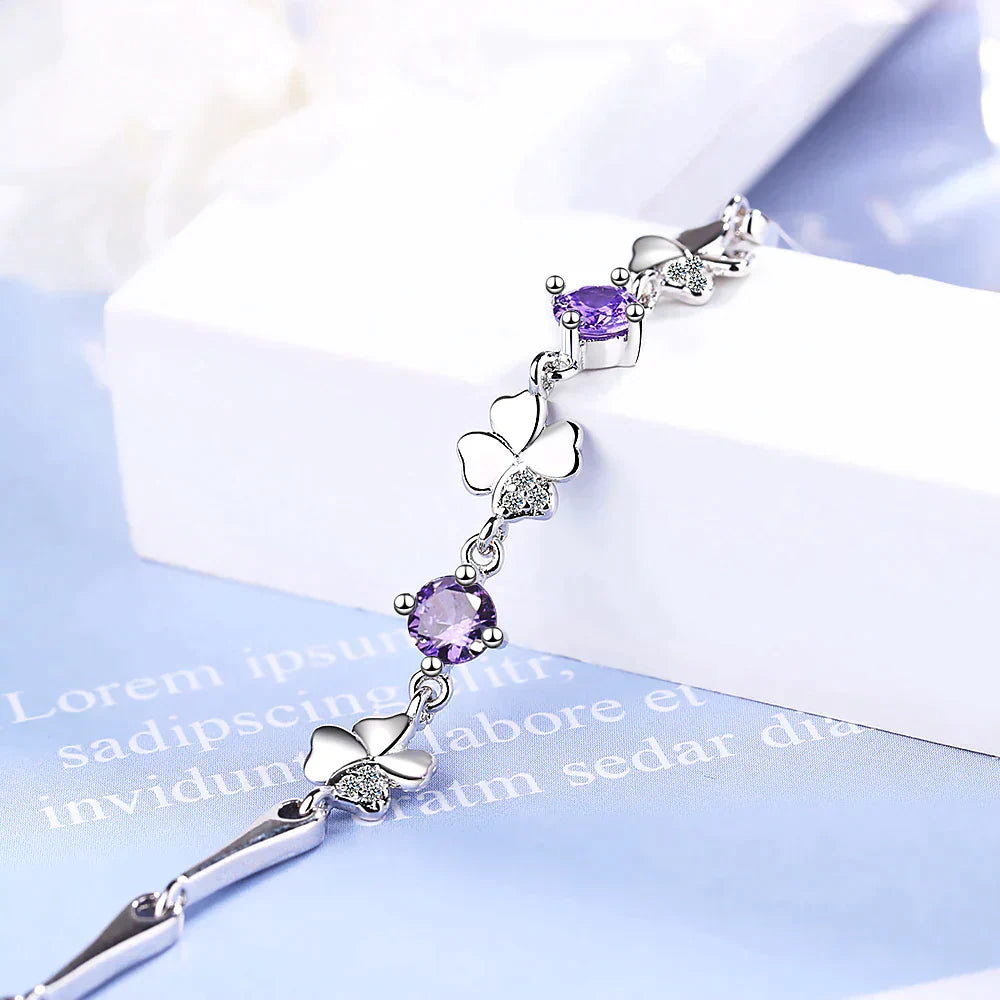 Lucky Clover - Four-Leaf Bracelet with Gemstones for Women