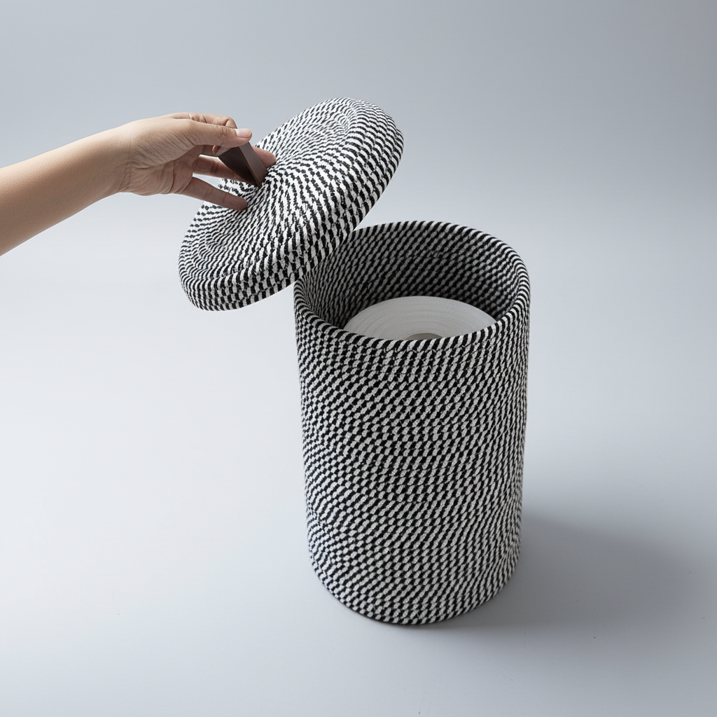 Handwoven Storage Basket | Wicker Basket with Lid for Stylish Organization 2