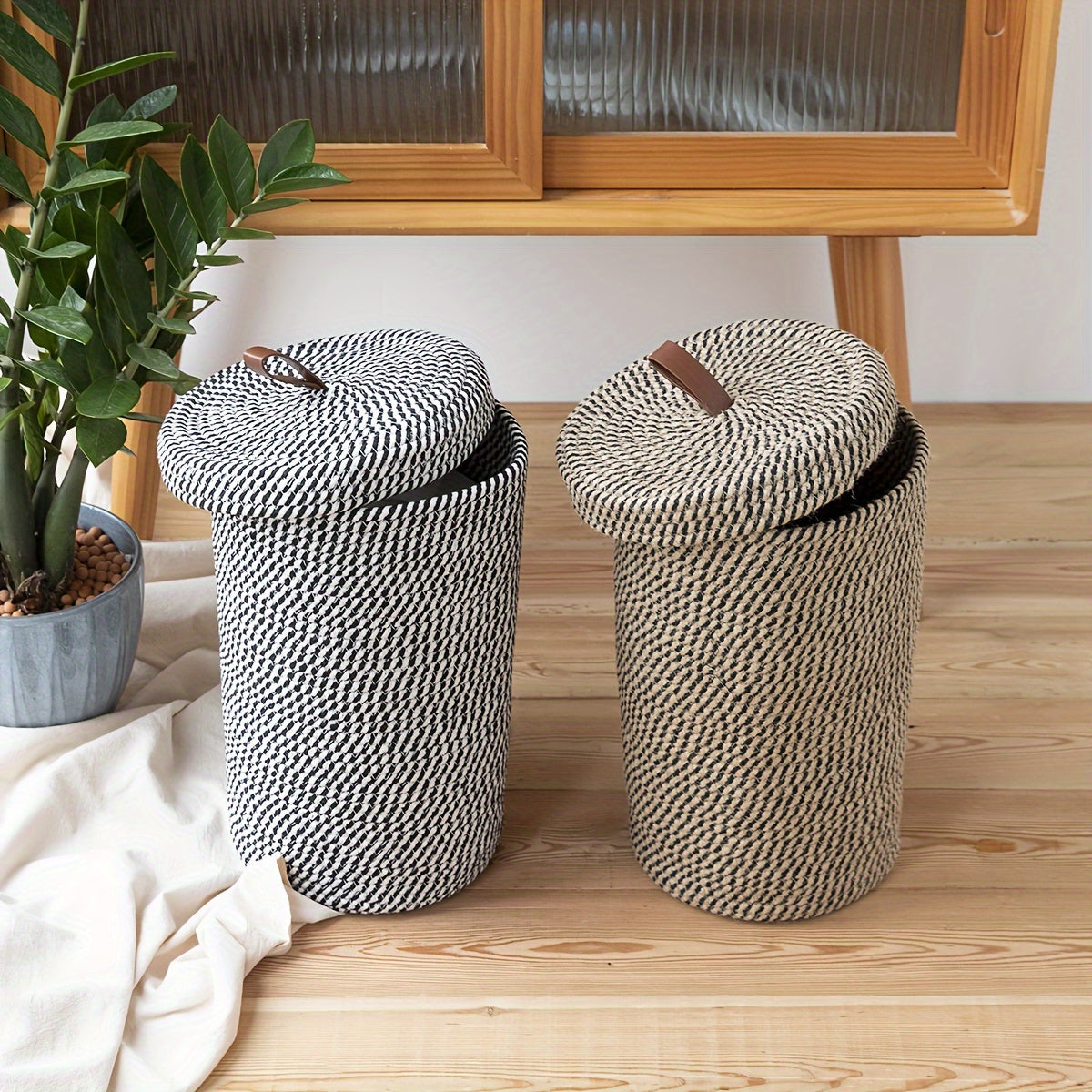 Handwoven Storage Basket | Wicker Basket with Lid for Stylish Organization 4