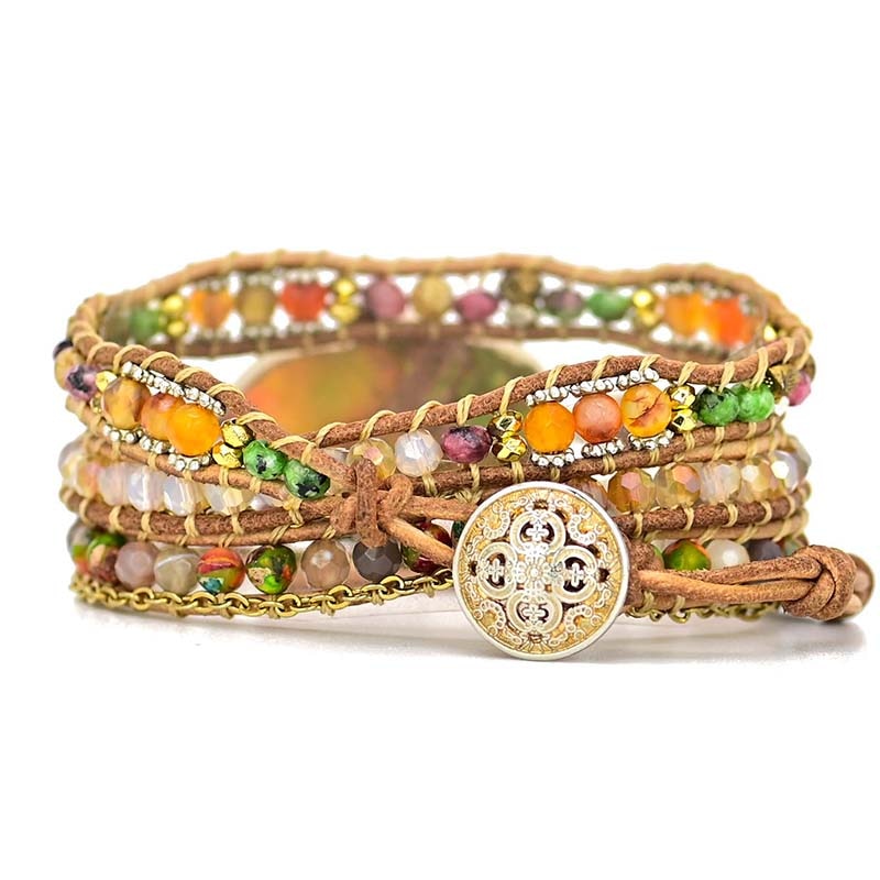 Hamsa - Gemstone Charm Wrap Bracelet
