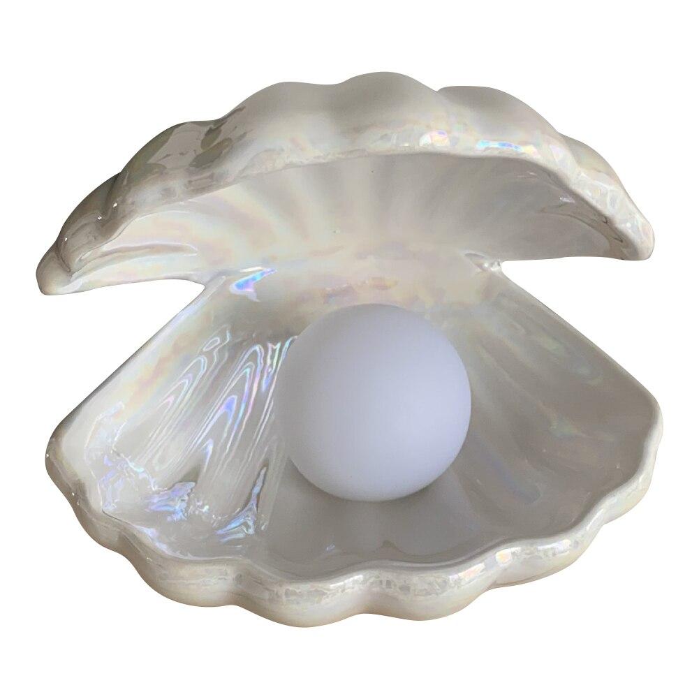 ShellGlow Lamp - Elegant Ceramic Shell Light with Pearl Glow