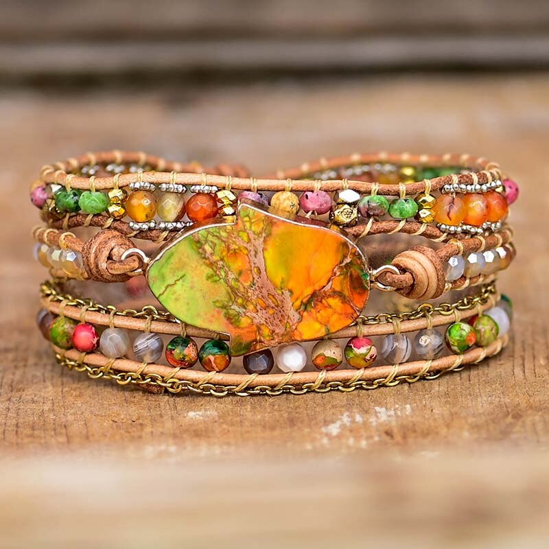 Hamsa - Gemstone Charm Wrap Bracelet